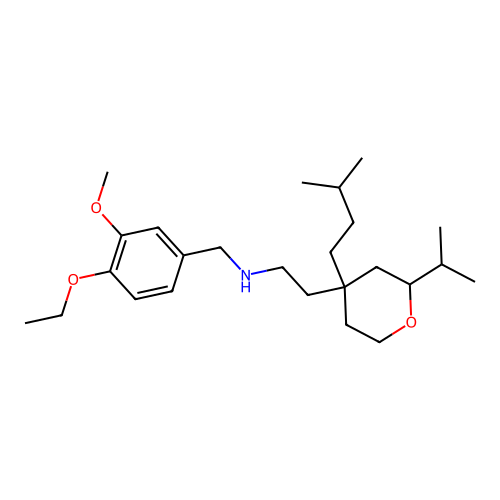 N-(4-ethoxy-3-methoxybenzyl)-2-(4-isopentyl-2-isopropyltetrahydro-2H-pyran-4-yl)ethanamine structure