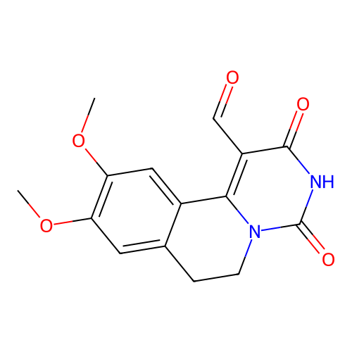 2-hydroxy-9,10-dimethoxy-4-oxo-6,7-dihydro-4H-pyrimido[6,1-a]isoquinoline-1-carbaldehyde structure