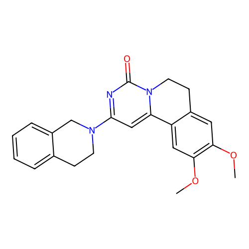 2-(3,4-dihydroisoquinolin-2(1H)-yl)-9,10-dimethoxy-6,7-dihydro-4H-pyrimido[6,1-a]isoquinolin-4-one structure