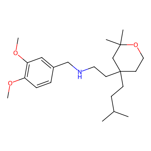 N-(3,4-dimethoxybenzyl)-2-[2,2-dimethyl-4-(3-methylbutyl)tetrahydro-2H-pyran-4-yl]ethanamine structure