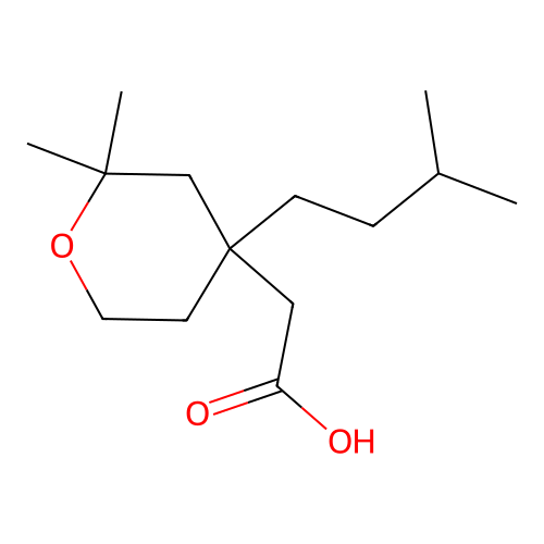 2-(4-isopentyl-2,2-dimethyltetrahydro-2H-pyran-4-yl)acetic acid structure