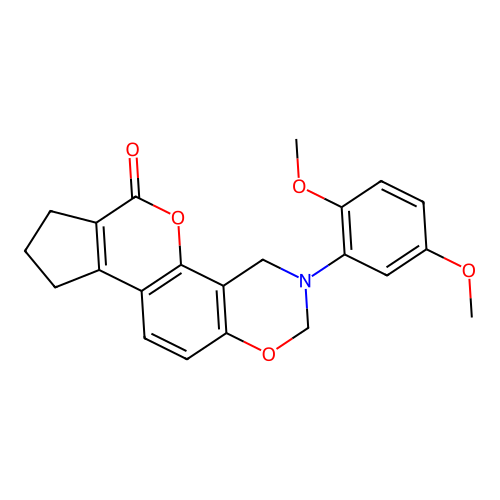 3-(2,5-dimethoxyphenyl)-3,4,8,9-tetrahydro-2H-cyclopenta[3,4]chromeno[8,7-e][1,3]oxazin-6(7H)-one structure