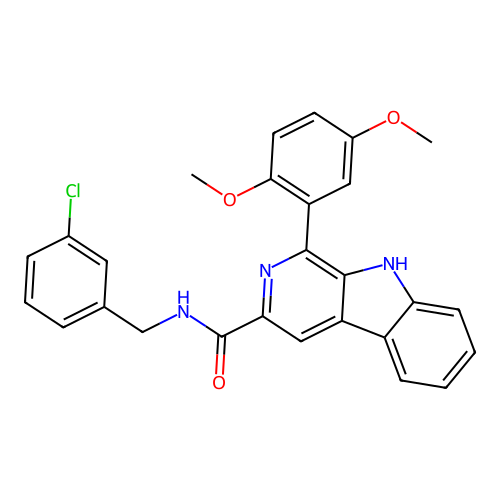 N-(3-chlorobenzyl)-1-(2,5-dimethoxyphenyl)-9H-beta-carboline-3-carboxamide structure