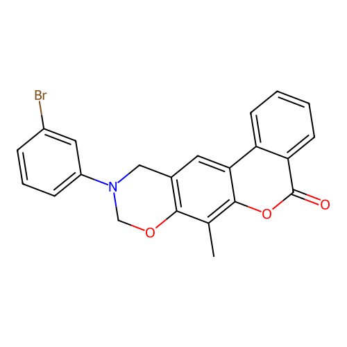 10-(3-bromophenyl)-7-methyl-10,11-dihydrobenzo[3,4]chromeno[6,7-e][1,3]oxazin-5(9H)-one structure