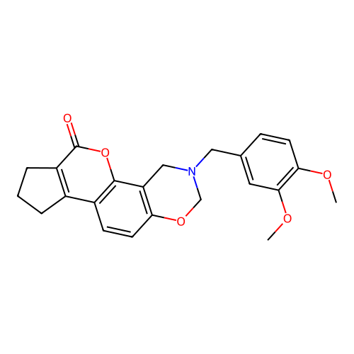 3-(3,4-dimethoxybenzyl)-3,4,8,9-tetrahydro-2H-cyclopenta[3,4]chromeno[8,7-e][1,3]oxazin-6(7H)-one structure