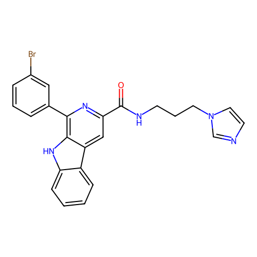 1-(3-bromophenyl)-N-[3-(1H-imidazol-1-yl)propyl]-9H-beta-carboline-3-carboxamide structure