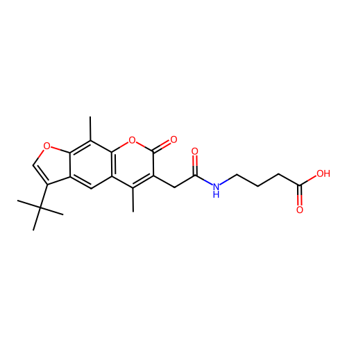 4-(2-(3-(tert-butyl)-5,9-dimethyl-7-oxo-7H-furo[3,2-g]chromen-6-yl)acetamido)butanoic acid structure