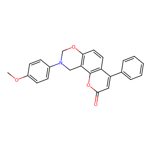 9-(4-methoxyphenyl)-4-phenyl-9,10-dihydrochromeno[8,7-e][1,3]oxazin-2(8H)-one structure