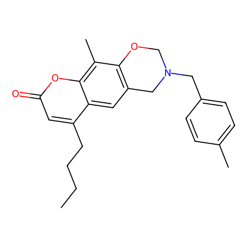 6-butyl-10-methyl-3-(4-methylbenzyl)-3,4-dihydrochromeno[6,7-e][1,3]oxazin-8(2H)-one structure