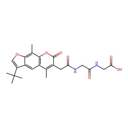 2-(2-(2-(3-(tert-butyl)-5,9-dimethyl-7-oxo-7H-furo[3,2-g]chromen-6-yl)acetamido)acetamido)acetic acid structure