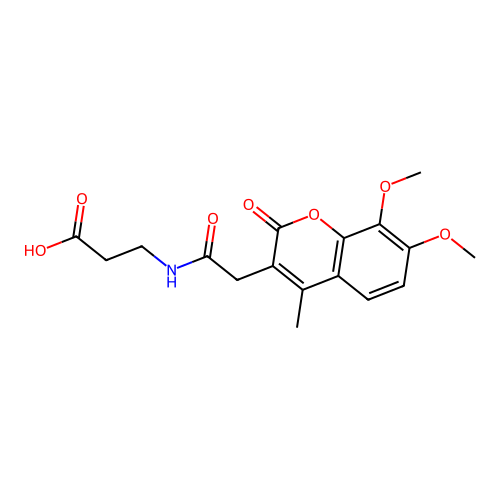 N-[(7,8-dimethoxy-4-methyl-2-oxo-2H-chromen-3-yl)acetyl]-beta-alanine structure