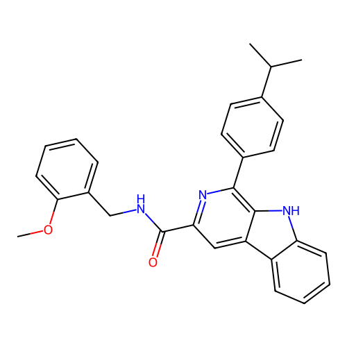 1-(4-isopropylphenyl)-N-(2-methoxybenzyl)-9H-pyrido[3,4-b]indole-3-carboxamide structure