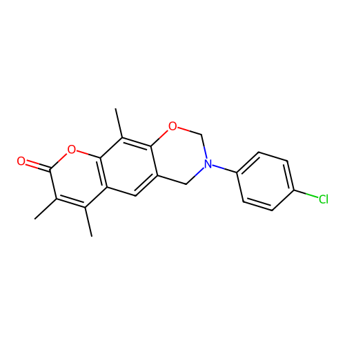 3-(4-chlorophenyl)-6,7,10-trimethyl-3,4-dihydrochromeno[6,7-e][1,3]oxazin-8(2H)-one structure
