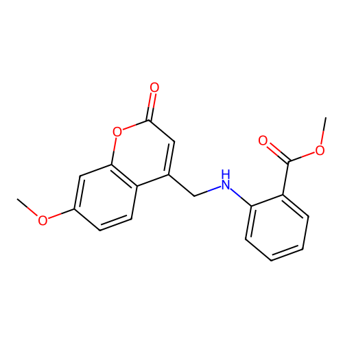 methyl 2-{[(7-methoxy-2-oxo-2H-chromen-4-yl)methyl]amino}benzoate structure