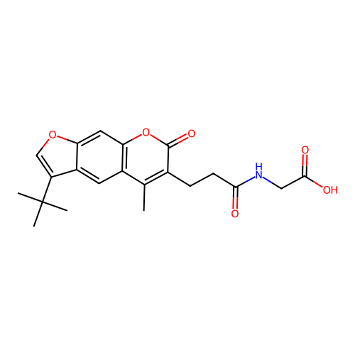 N-[3-(3-tert-butyl-5-methyl-7-oxo-7H-furo[3,2-g]chromen-6-yl)propanoyl]glycine structure
