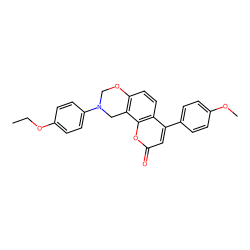 9-(4-ethoxyphenyl)-4-(4-methoxyphenyl)-9,10-dihydrochromeno[8,7-e][1,3]oxazin-2(8H)-one structure