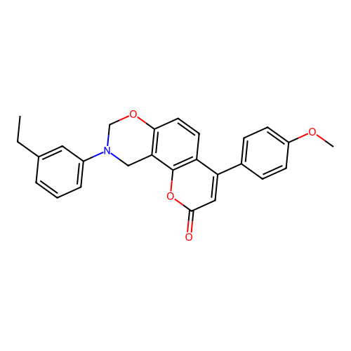 9-(3-ethylphenyl)-4-(4-methoxyphenyl)-9,10-dihydrochromeno[8,7-e][1,3]oxazin-2(8H)-one structure