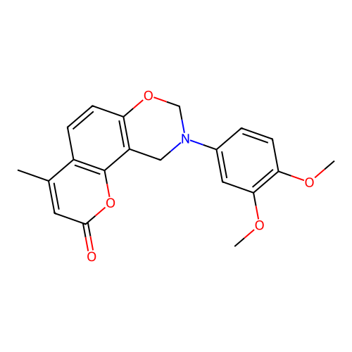 9-(3,4-dimethoxyphenyl)-4-methyl-9,10-dihydrochromeno[8,7-e][1,3]oxazin-2(8H)-one structure