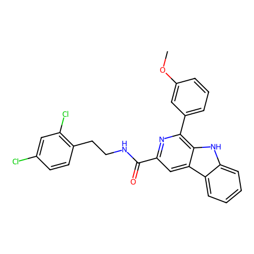N-(2,4-dichlorophenethyl)-1-(3-methoxyphenyl)-9H-pyrido[3,4-b]indole-3-carboxamide structure