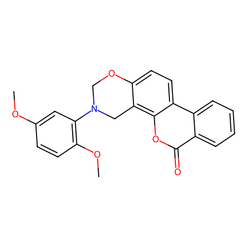 3-(2,5-dimethoxyphenyl)-3,4-dihydrobenzo[3,4]chromeno[8,7-e][1,3]oxazin-6(2H)-one structure