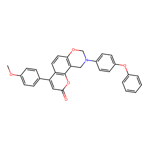 4-(4-methoxyphenyl)-9-(4-phenoxyphenyl)-9,10-dihydrochromeno[8,7-e][1,3]oxazin-2(8H)-one structure