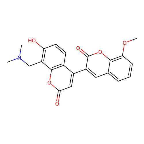 8'-((dimethylamino)methyl)-7'-hydroxy-8-methoxy-2H,2'H-[3,4'-bichromene]-2,2'-dione structure