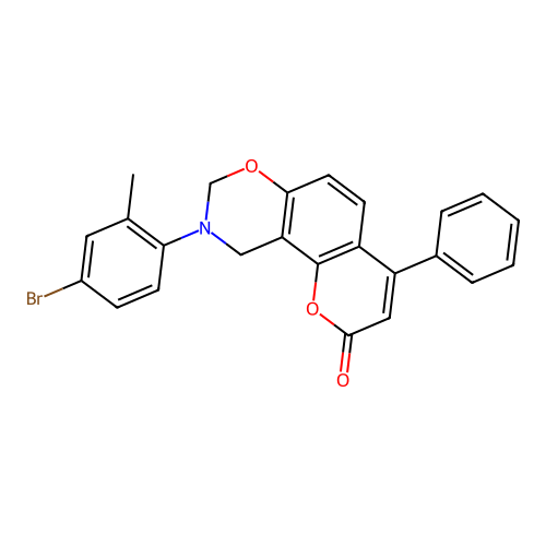 9-(4-bromo-2-methylphenyl)-4-phenyl-9,10-dihydrochromeno[8,7-e][1,3]oxazin-2(8H)-one structure
