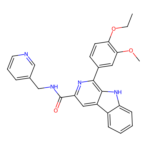 1-(4-ethoxy-3-methoxyphenyl)-N-(pyridin-3-ylmethyl)-9H-pyrido[3,4-b]indole-3-carboxamide structure