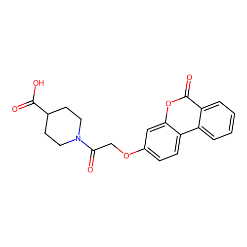 1-(2-((6-oxo-6H-benzo[c]chromen-3-yl)oxy)acetyl)piperidine-4-carboxylic acid structure