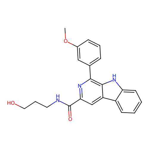 N-(3-hydroxypropyl)-1-(3-methoxyphenyl)-9H-pyrido[3,4-b]indole-3-carboxamide structure
