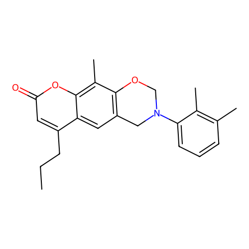 3-(2,3-dimethylphenyl)-10-methyl-6-propyl-3,4-dihydrochromeno[6,7-e][1,3]oxazin-8(2H)-one structure