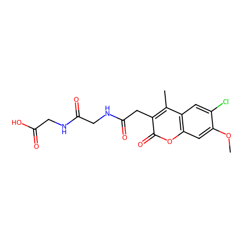 2-(2-(2-(6-chloro-7-methoxy-4-methyl-2-oxo-2H-chromen-3-yl)acetamido)acetamido)acetic acid structure