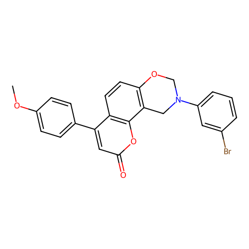 9-(3-bromophenyl)-4-(4-methoxyphenyl)-9,10-dihydrochromeno[8,7-e][1,3]oxazin-2(8H)-one structure