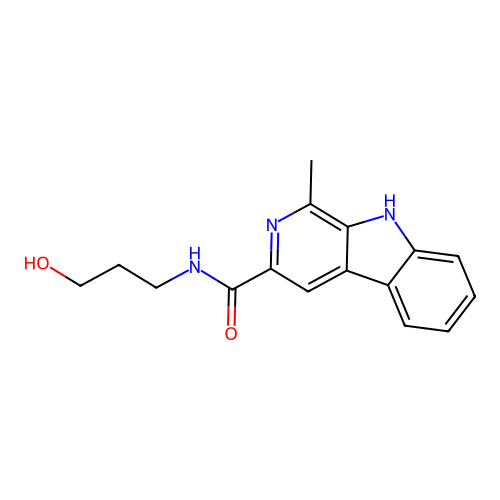N-(3-hydroxypropyl)-1-methyl-9H-pyrido[3,4-b]indole-3-carboxamide structure