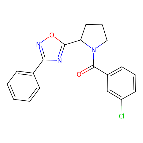 5-[1-(3-Chlorobenzoyl)pyrrolidin-2-yl]-3-phenyl-1,2,4-oxadiazole structure