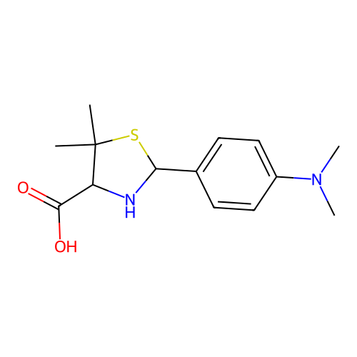 2-[4-(Dimethylamino)phenyl]-5,5-dimethyl-1,3-thiazolidine-4-carboxylic acid structure