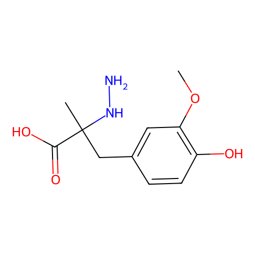 2-Hydrazinyl-3-(4-hydroxy-3-methoxyphenyl)-2-methylpropanoic acid structure