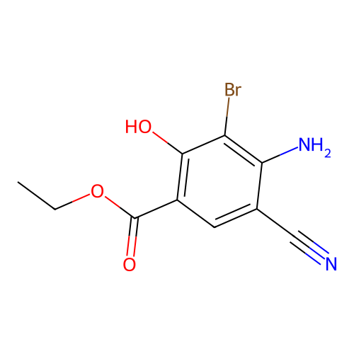 Ethyl 4-amino-3-bromo-5-cyano-2-hydroxybenzoate structure