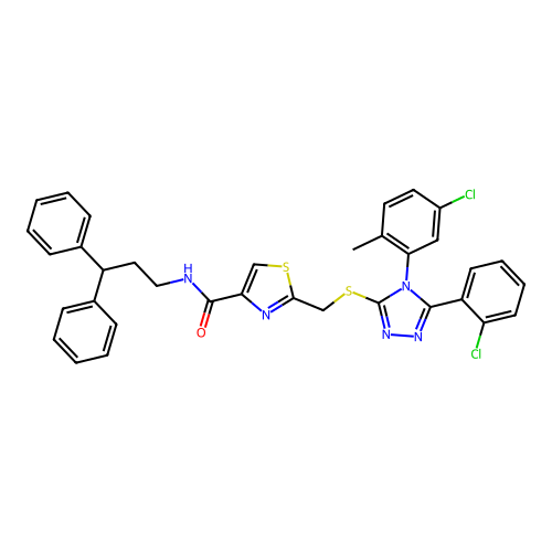 2-[[[4-(5-Chloro-2-methylphenyl)-5-(2-chlorophenyl)-4H-1,2,4-triazol-3-yl]thio]methyl]-N-(3,3-diphenylpropyl)-4-thiazolecarboxamide structure