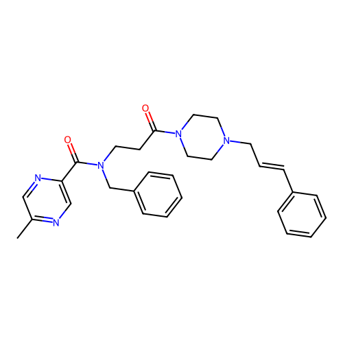 5-Methyl-N-[3-oxo-3-[4-(3-phenyl-2-propen-1-yl)-1-piperazinyl]propyl]-N-(phenylmethyl)-2-pyrazinecarboxamide structure