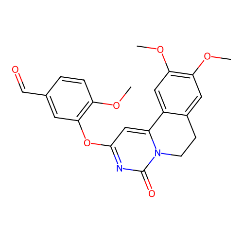 3-((9,10-dimethoxy-4-oxo-6,7-dihydro-4H-pyrimido[6,1-a]isoquinolin-2-yl)oxy)-4-methoxybenzaldehyde structure
