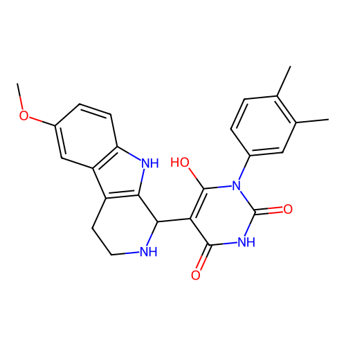 3-(3,4-dimethylphenyl)-6-hydroxy-5-(6-methoxy-2,3,4,9-tetrahydro-1H-pyrido[3,4-b]indol-1-yl)pyrimidine-2,4(1H,3H)-dione structure