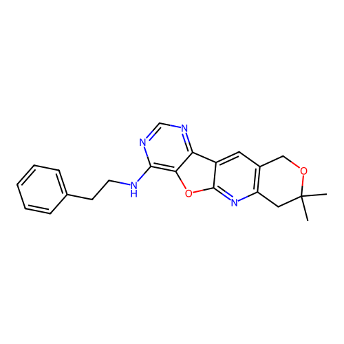 8,8-dimethyl-N-(2-phenylethyl)-7,10-dihydro-8H-pyrano[3'',4'':5',6']pyrido[3',2':4,5]furo[3,2-d]pyrimidin-4-amine structure
