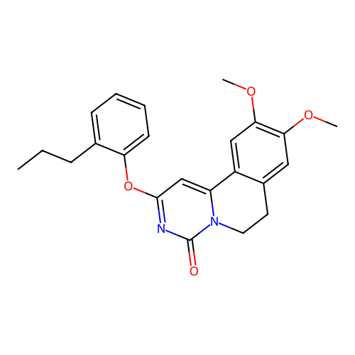 9,10-dimethoxy-2-(2-propylphenoxy)-6,7-dihydro-4H-pyrimido[6,1-a]isoquinolin-4-one structure