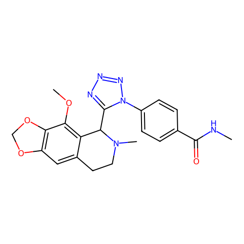 4-(5-(4-methoxy-6-methyl-5,6,7,8-tetrahydro-[1,3]dioxolo[4,5-g]isoquinolin-5-yl)-1H-tetrazol-1-yl)-N-methylbenzamide structure
