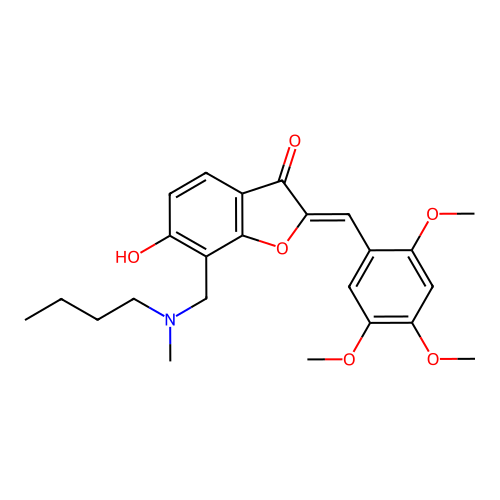(Z)-7-((butyl(methyl)amino)methyl)-6-hydroxy-2-(2,4,5-trimethoxybenzylidene)benzofuran-3(2H)-one structure