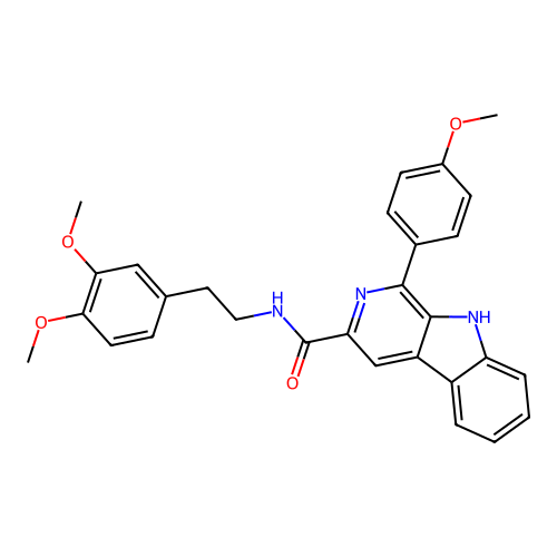N-(3,4-dimethoxyphenethyl)-1-(4-methoxyphenyl)-9H-pyrido[3,4-b]indole-3-carboxamide structure