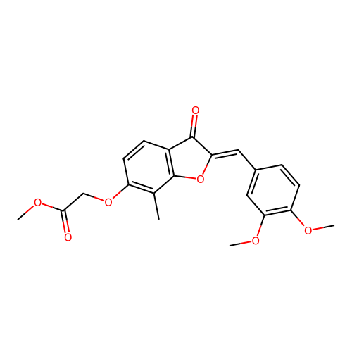 (Z)-methyl 2-((2-(3,4-dimethoxybenzylidene)-7-methyl-3-oxo-2,3-dihydrobenzofuran-6-yl)oxy)acetate structure