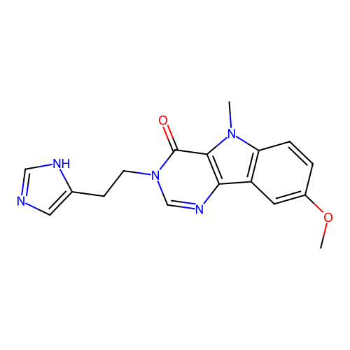 3-(2-(1H-imidazol-4-yl)ethyl)-8-methoxy-5-methyl-3H-pyrimido[5,4-b]indol-4(5H)-one structure
