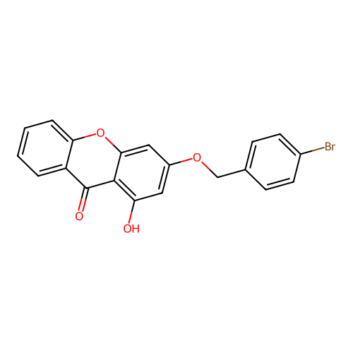 3-[(4-bromobenzyl)oxy]-1-hydroxy-9H-xanthen-9-one structure